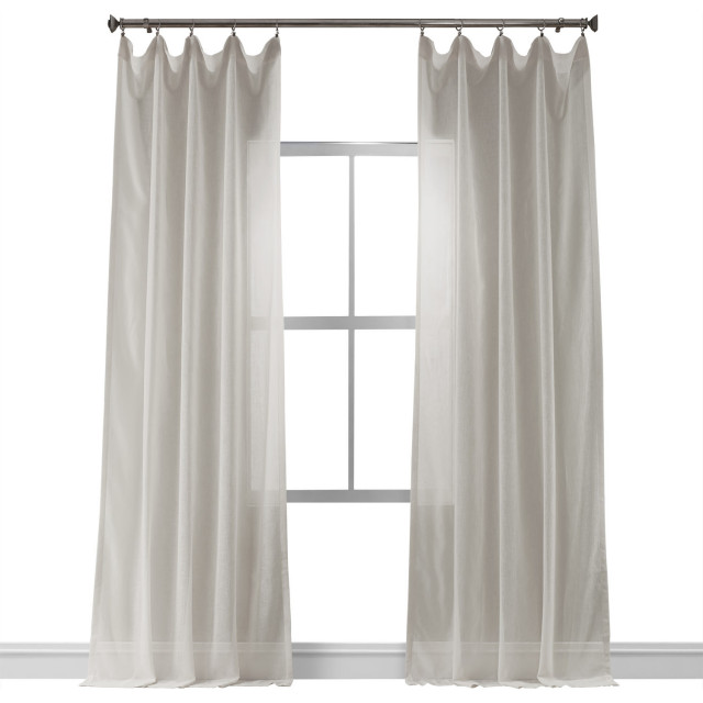 Gardenia Faux Linen Sheer Curtain Single Panel, 50"x96"