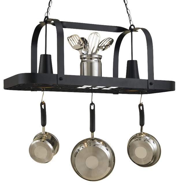 Baker 2-Lite Pot Rack in Black Leather Finish