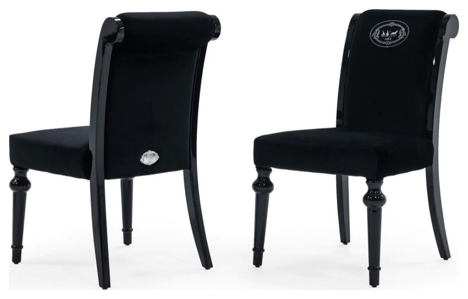 Nelson Transitional Black Chenille Fabric Dining Chair, Set of 2