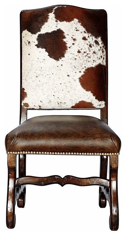 Classic Cowhide Dining Chair Set Of 6, Cowhide Dining Chairs With Nailhead Trim