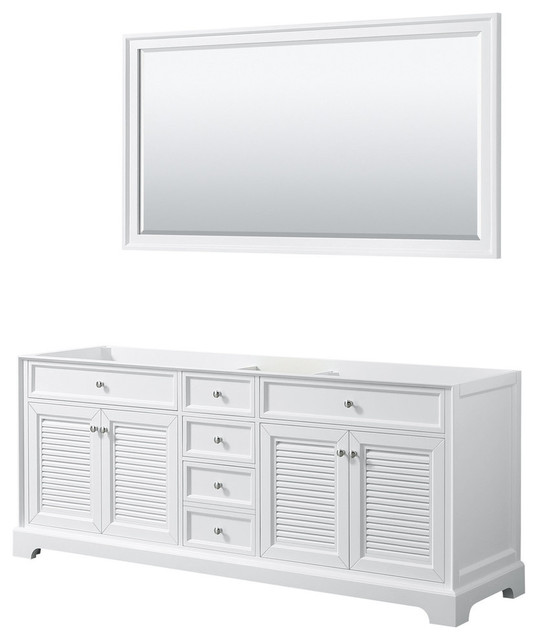 Tamara 80" White Double Vanity, No Top, No Sink, 70" Mirror ...