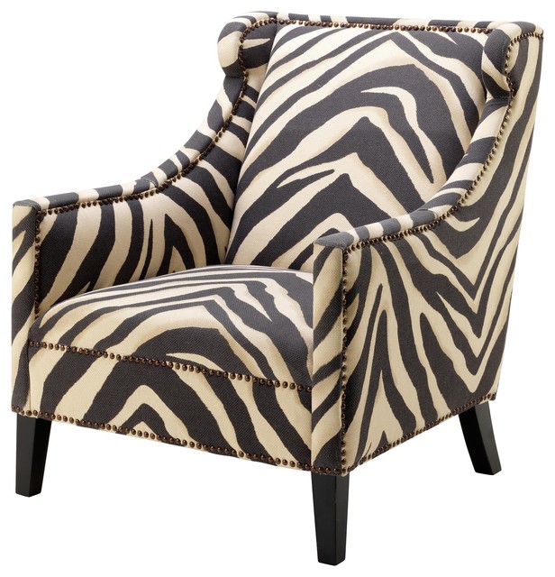 Jenner Modern Clic Zebra Print Nailhead Trim Accent Club Chair Jenner Modern Clic Zebra Print Nailhead Trim Accent Club Chair