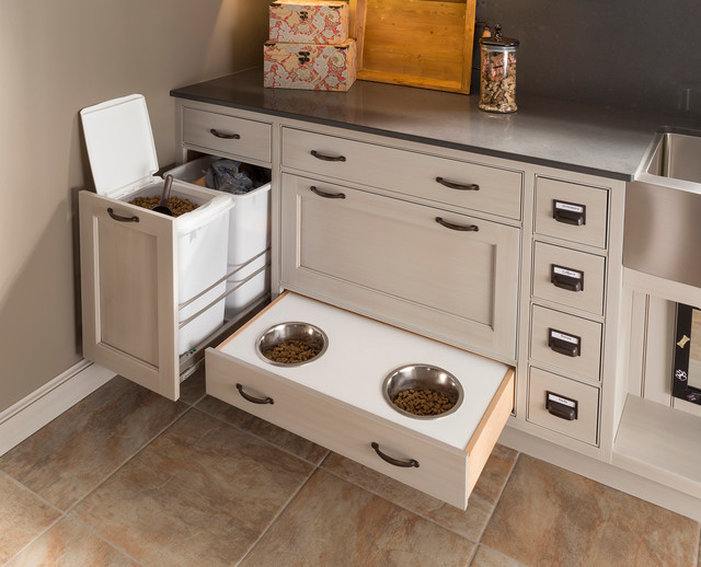 PullOut Pet Bowls and Food storage Traditional Laundry Room