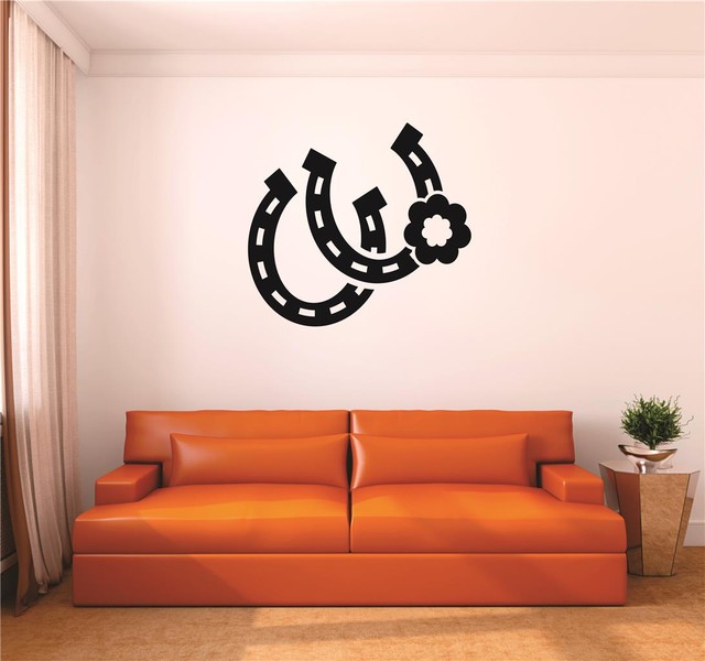 Vinyl Decal, Cowgirl Western Horseshoe Flower Home, 20x30