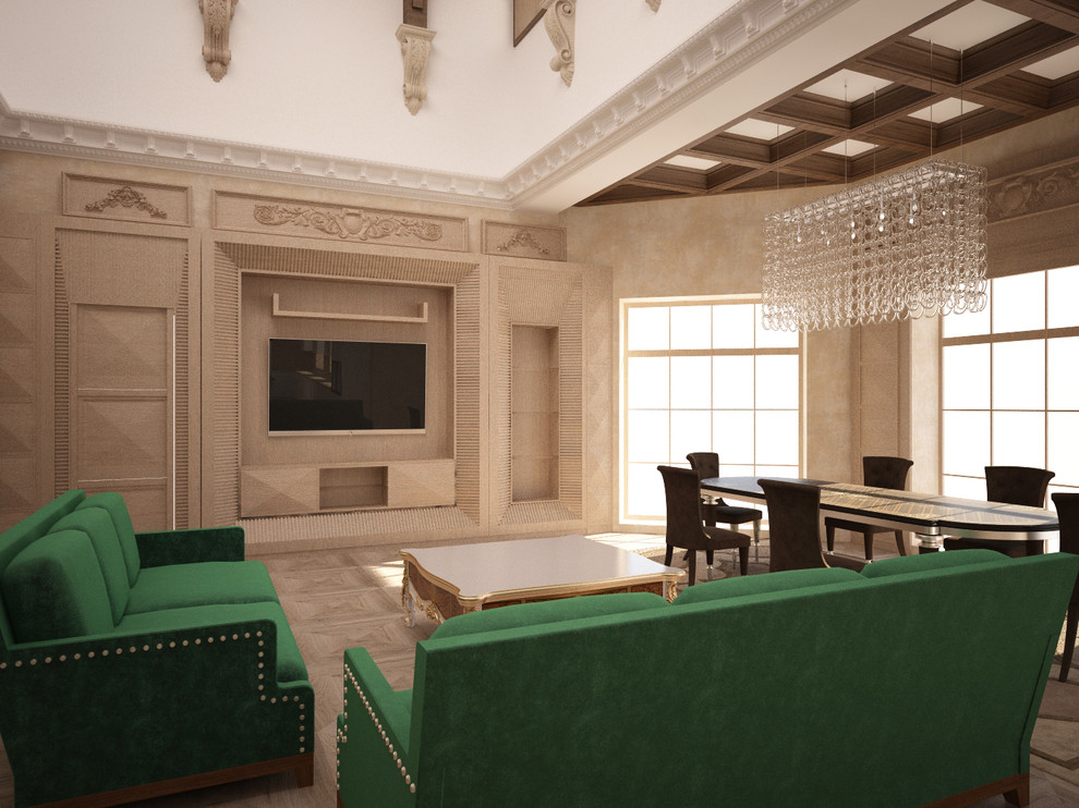 Дизайн-проект интерьеров гостинной и кухни особняка Шато