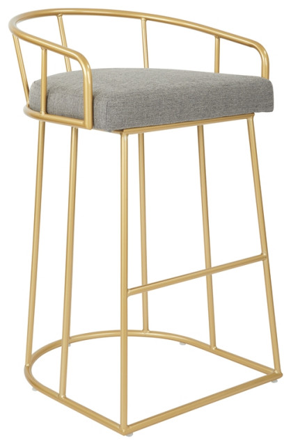Luna 30" Barstool in Ash Fabric with Gold Base