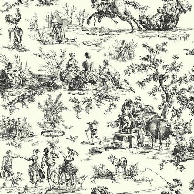 York Wallcoverings AF2002 Ashford Toiles Seasons Toile Wallpaper Black