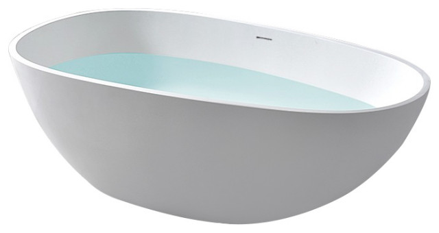 Homary Oval Freestanding Bathtub Stone Resin in Matte White