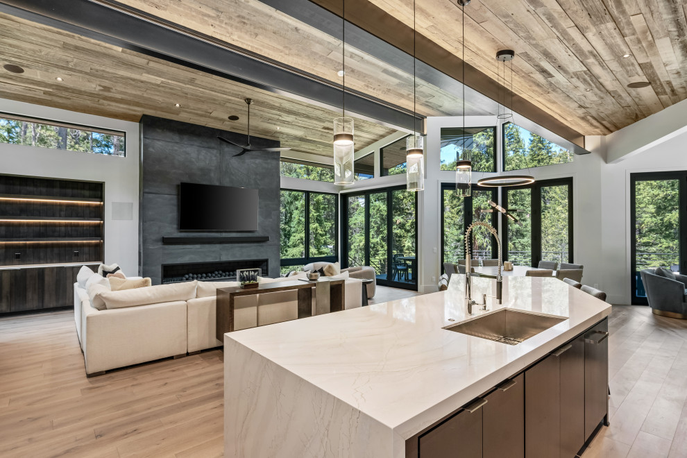 Inspiration for a transitional living room remodel in Denver