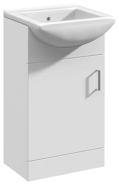 Floor Standing Vanity Unit, MDF With White Ceramic Basin, Single Tap Hole