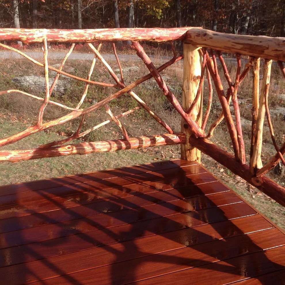 Deck - rustic backyard deck idea in New York with no cover