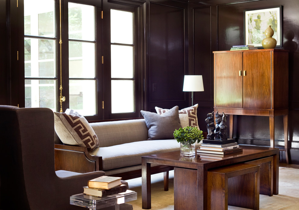 Living room library - transitional living room library idea in Atlanta