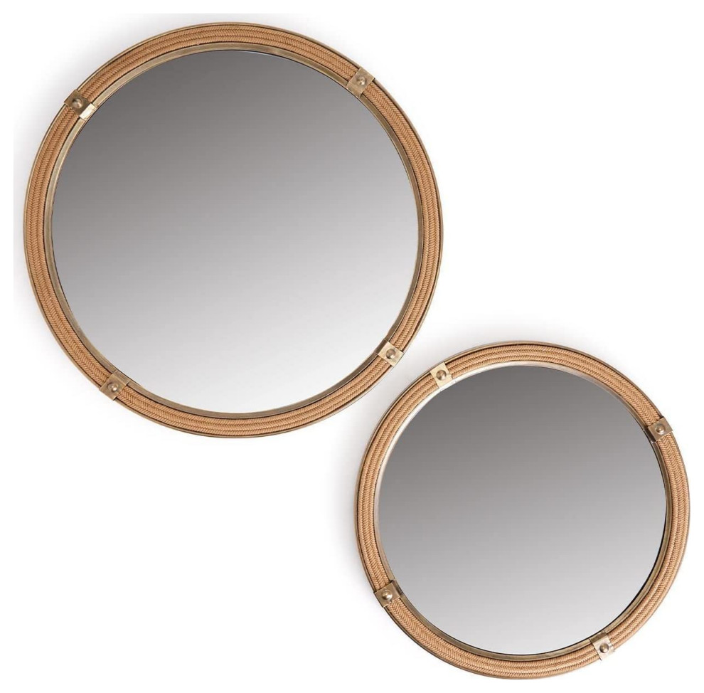 Two's Company Roped Wall Mirrors, Set of 2 Beach Style Wall Mirrors