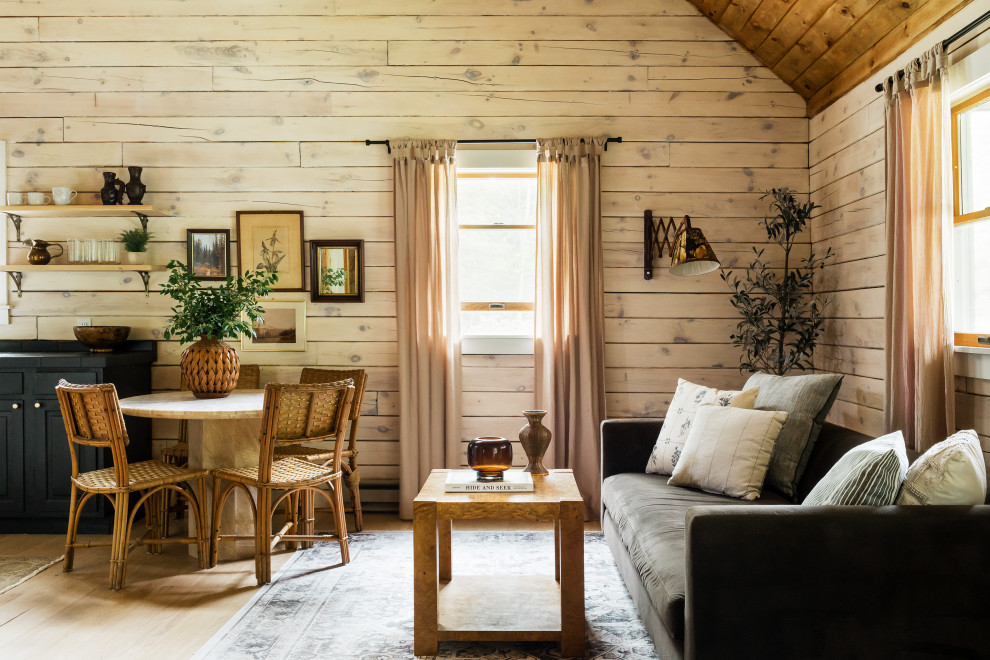 Photo of a rustic living room in Portland Maine.
