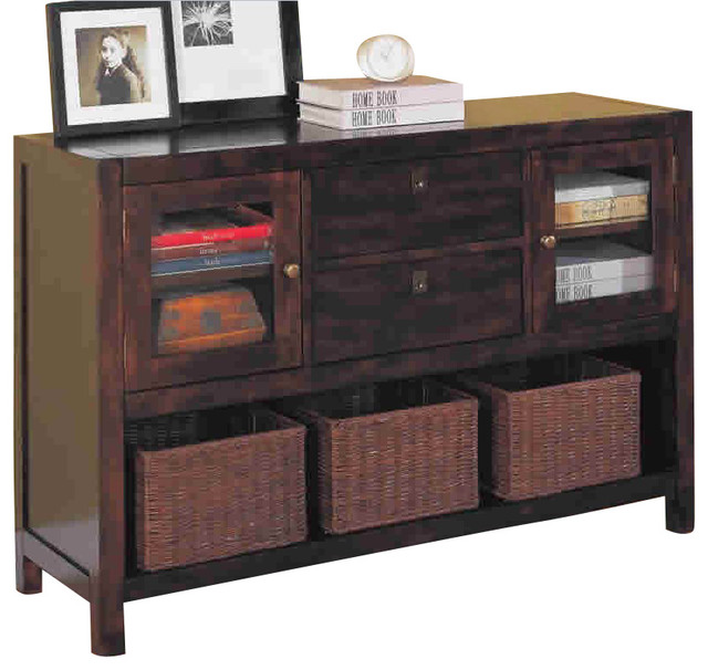 Coaster Dickson Console Table with Basket Storage in Warm Tobacco Finish