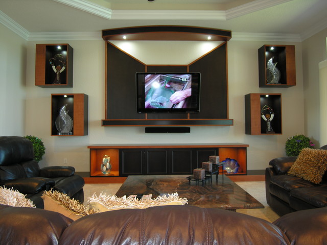 WALL UNITS eclectic-home-theater