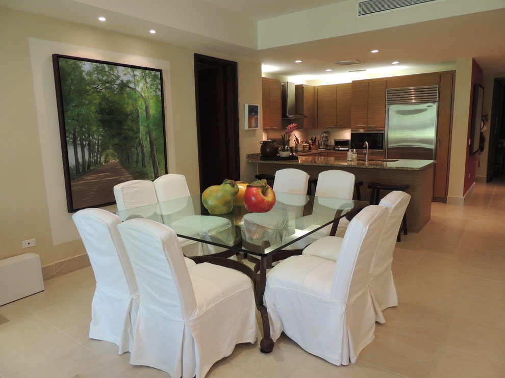 Photo of a beach style dining room in Other.