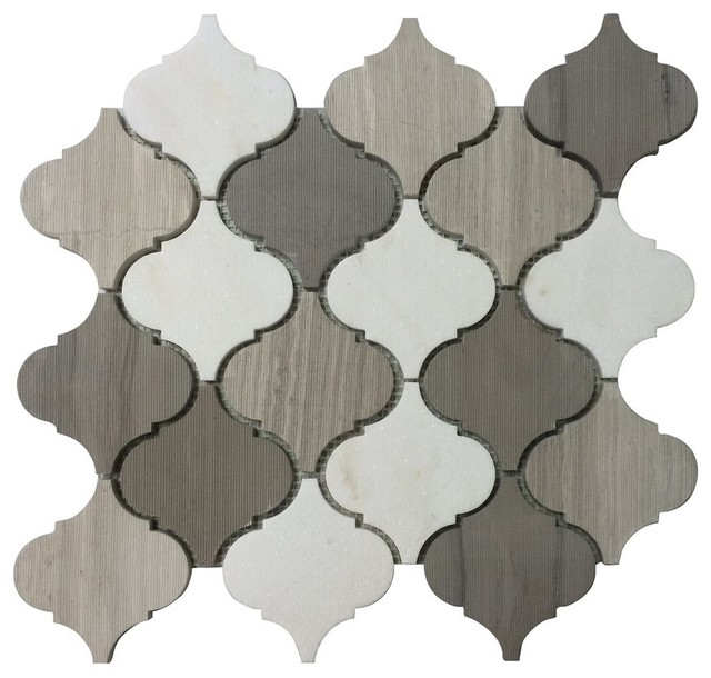 Gris Garden Lantern 12 X13 Interlocking Marble Mosaic Gris Garden Lantern 12 X13 Interlocking Marble Mosaic