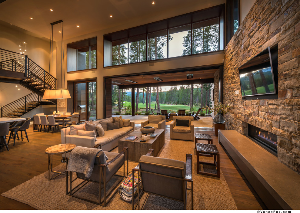 Example of a minimalist living room design in Sacramento