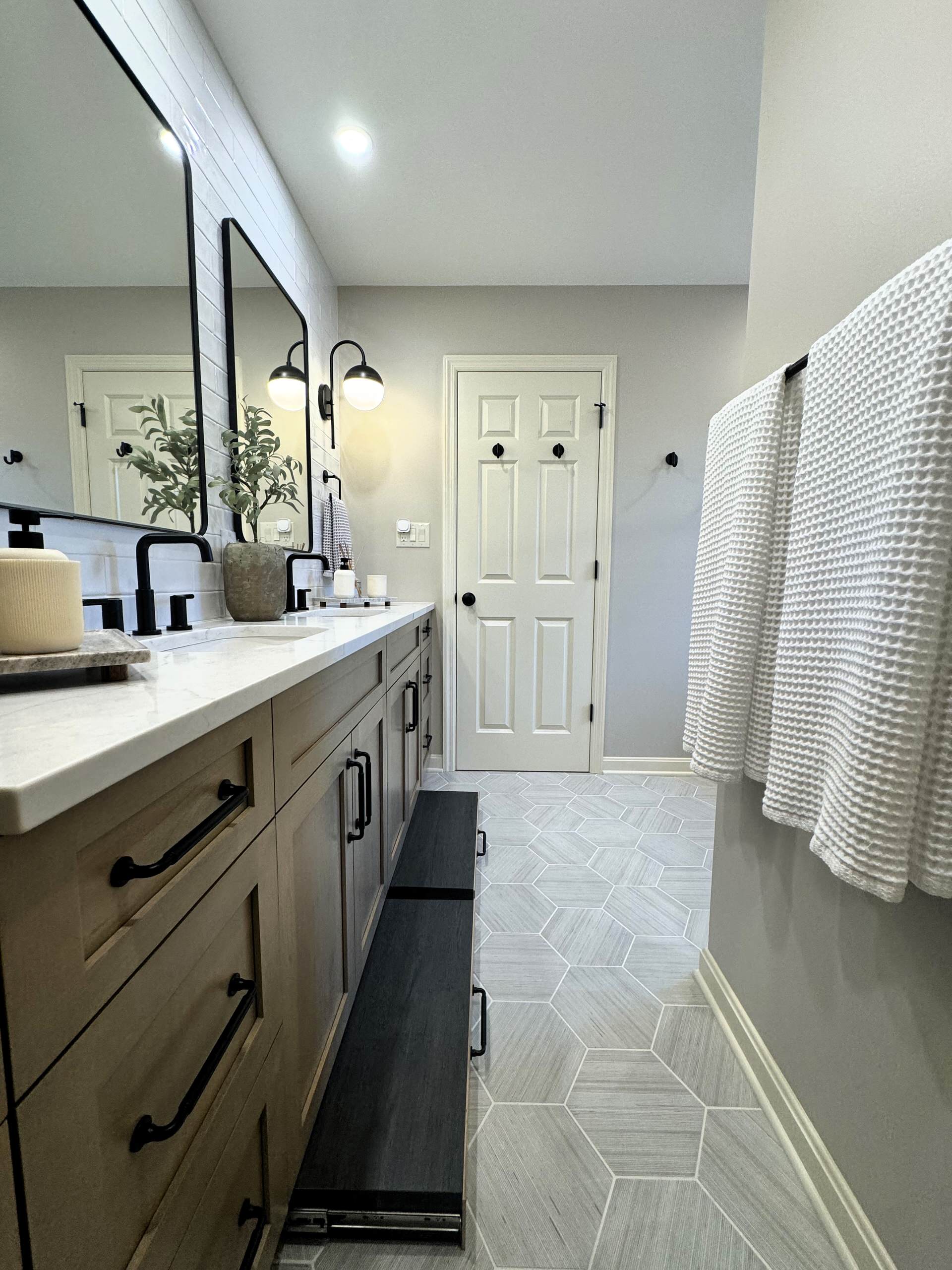 Elegant Rustic Luxe Bathroom renovation.