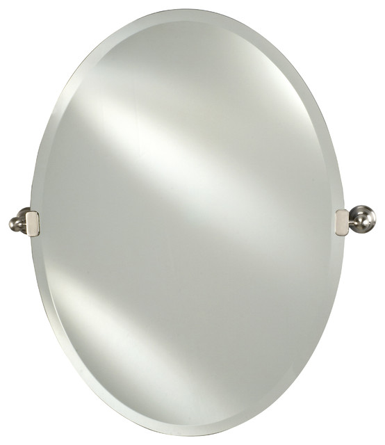 Radiance Frameless Bevel Oval Tranitional Tilt Mirror Traditional