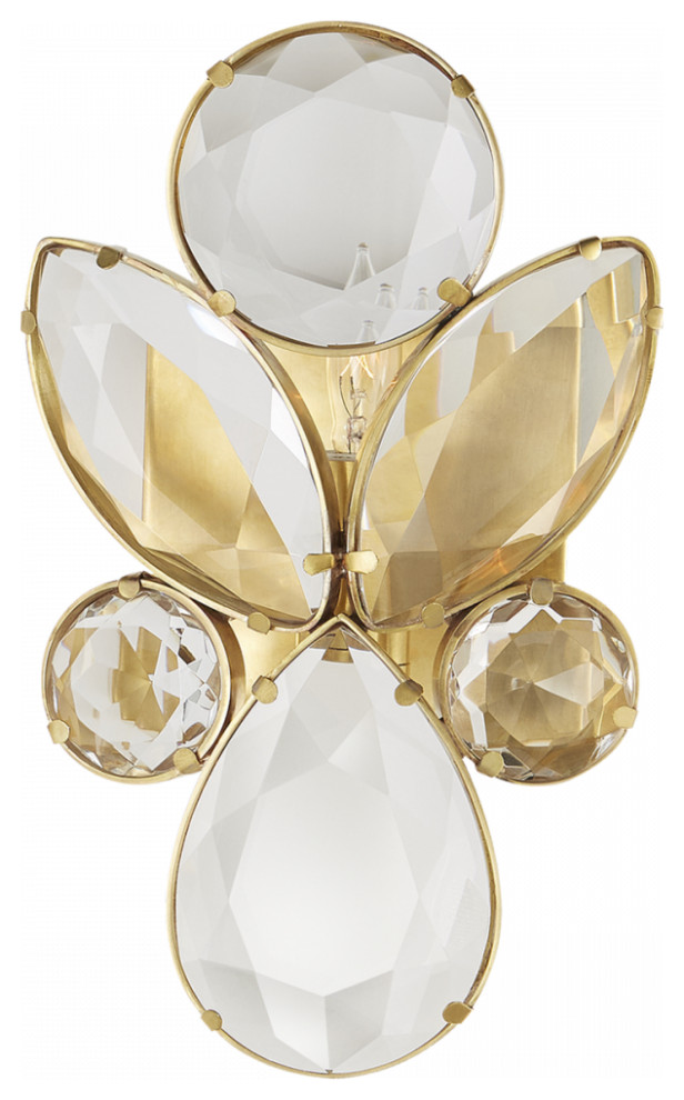 Lloyd Wall Sconce, 1Light, Jeweled, Soft Brass, Clear Glass, 10"H