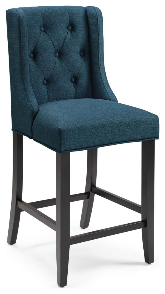 Baronet Tufted Button Upholstered Fabric Counter Bar Stool, Azure