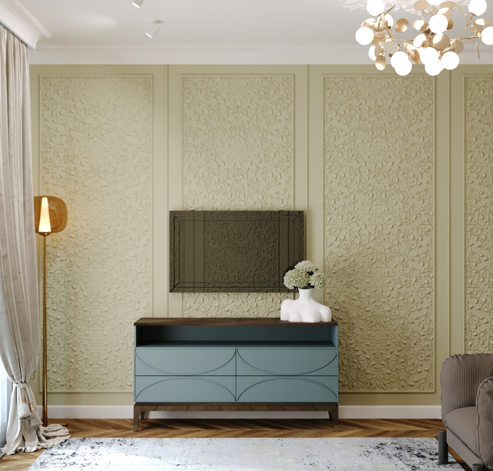 Двухкомнатная квартира в неоклассическом стиле