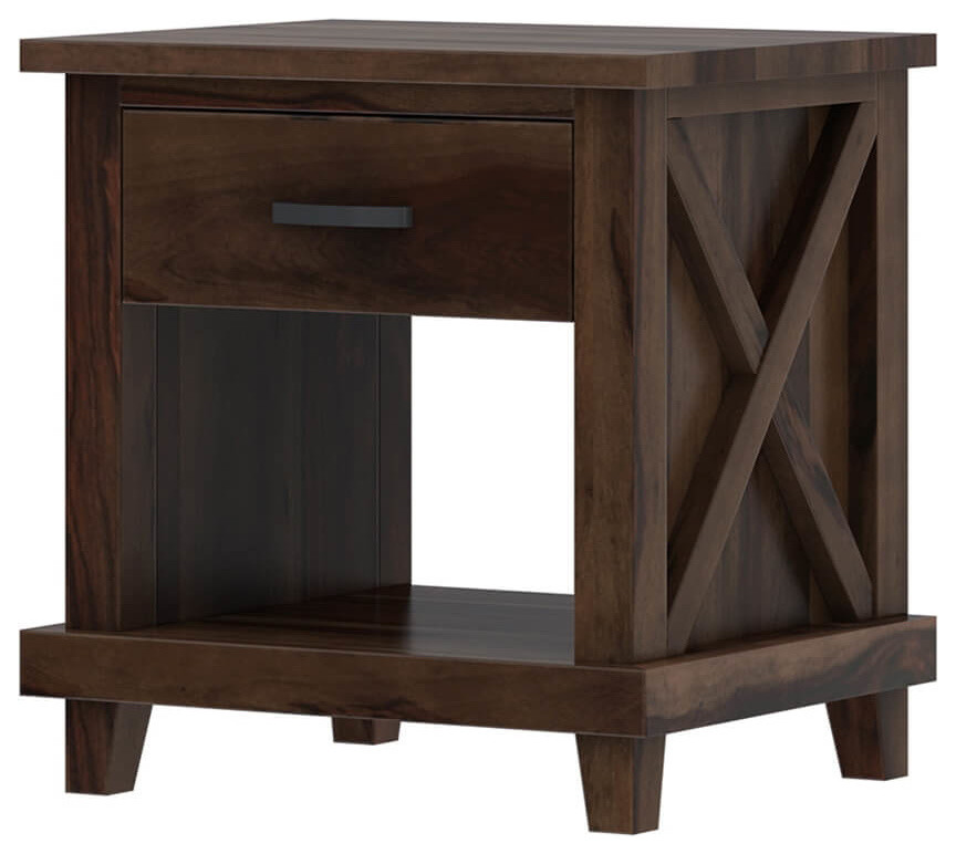 Antwerp 2 Tier Rustic Solid Wood Nightstand With Drawer Rustic Nightstands And Bedside Tables By Sierra Living Concepts