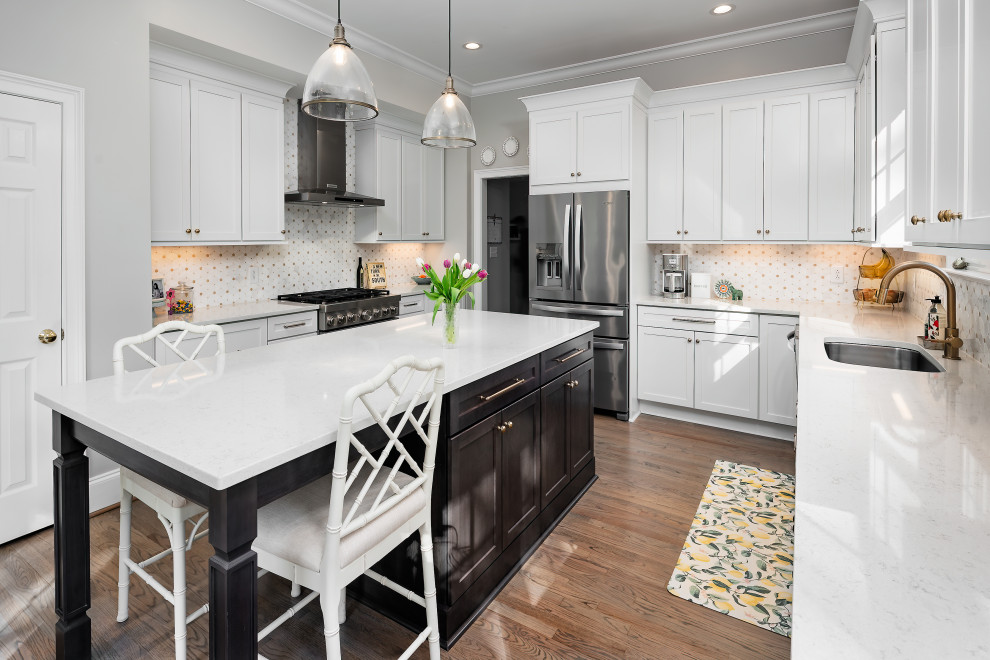 Transitional White Kitchen Design Matthews, NC - Transitional - Kitchen ...