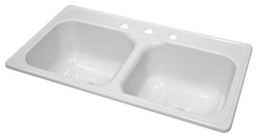 Kitchen Sink, 33"L x 19"W Manufactured/Mobile Home Acrylic 9" Deep, Three Faucet