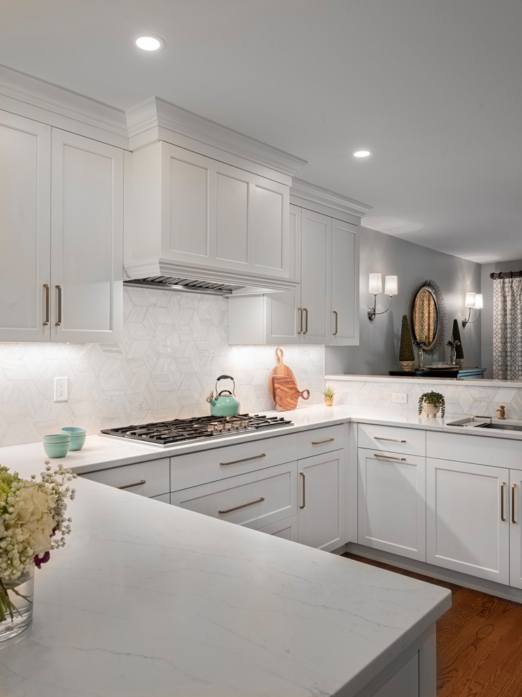 Example of a transitional kitchen design in Boston