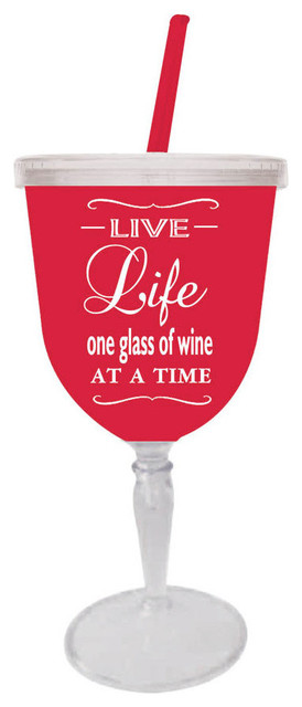 Live Life One Glass of Wine at A Time Insulated Acrylic Goblet Cup