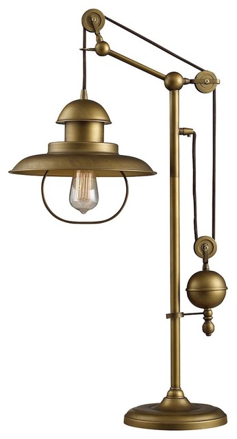 Dimond Farmhouse Table Lamp In Antique Brass With Matching Metal