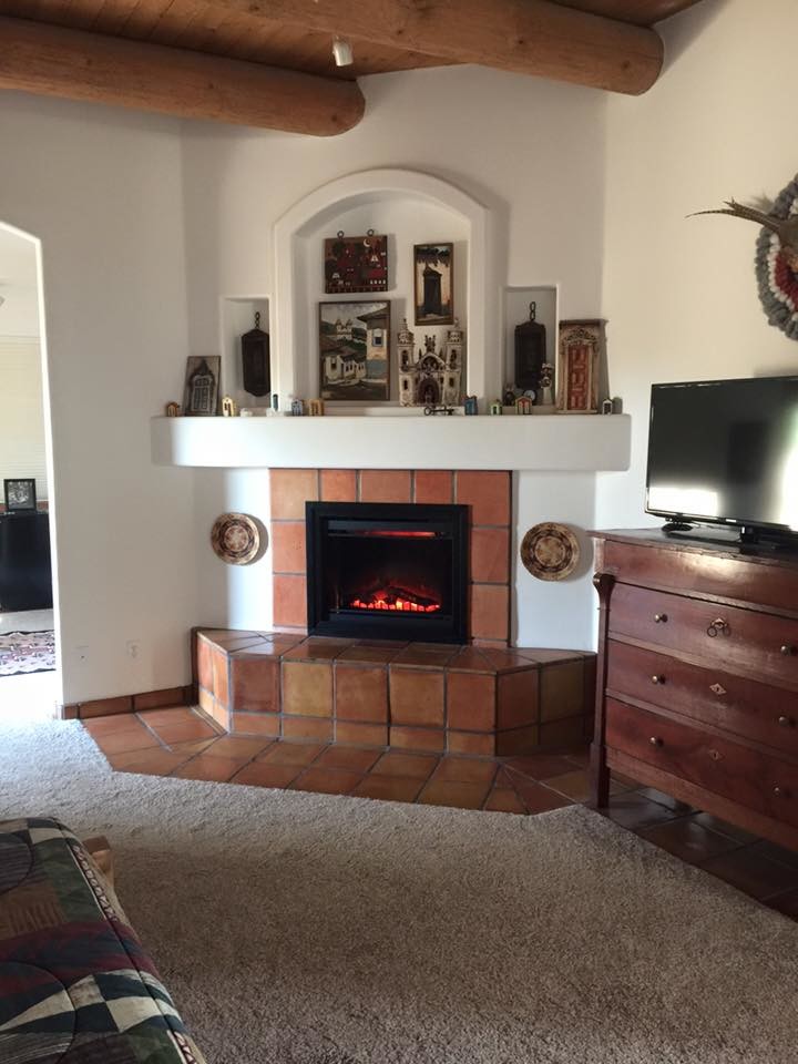 Southwestern style fireplace living room center-piece