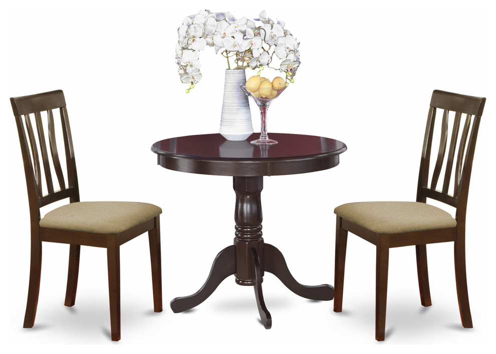 3 Pc Small Kitchen Table, Chairs SetRound Table Plus 2 Kitchen Dining