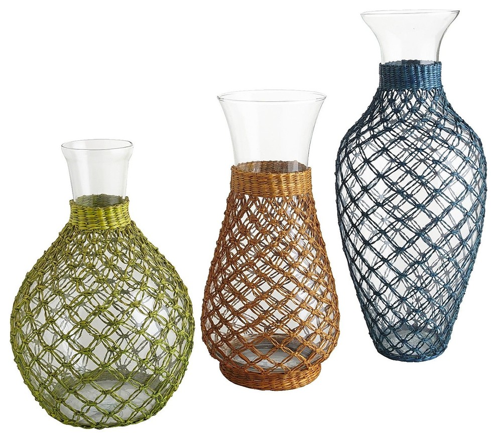 Sea Grass Netting Glass Vases