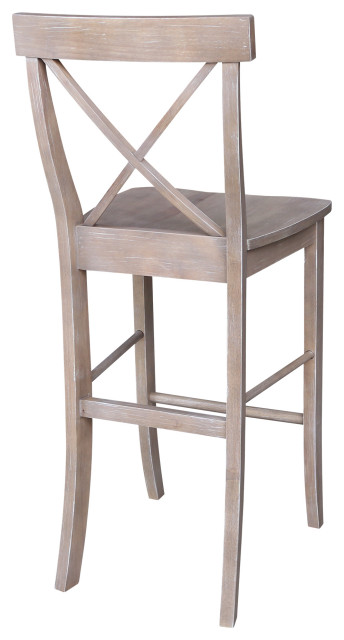 Solid Wood X-Back Counter Height Dining Stool, 30 Inch - Transitional - Bar Stools And Counter ...