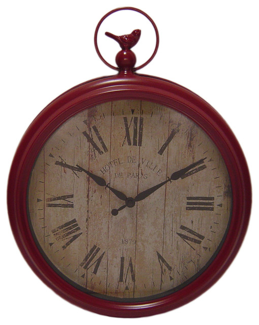 Distressed Red Wall Pocket Clock Farmhouse Wall Clocks by Cheungs