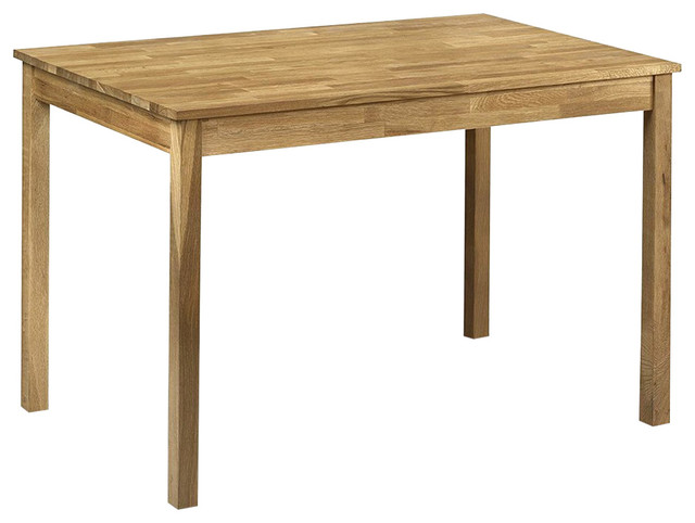 Rectangular Dining Table, Oak Finished Solid Wood, Traditional Design