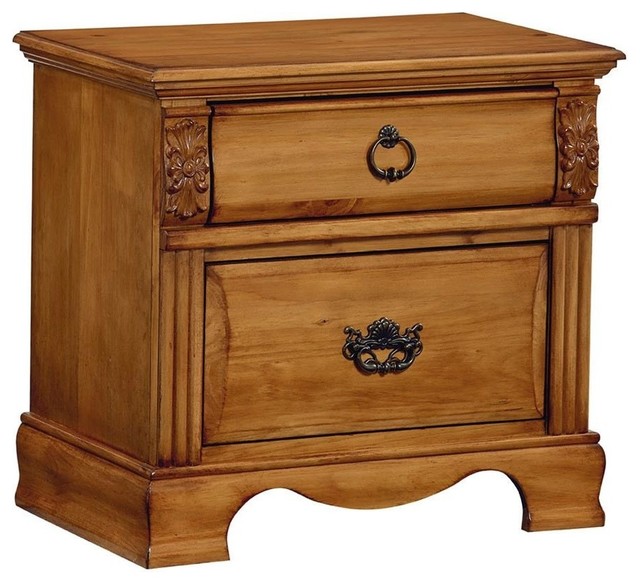 Standard Furniture 2 Drawer Nightstand, Mellow Honey Pine