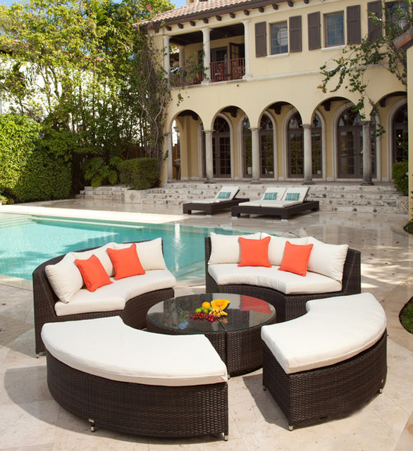 Modern Circular Wicker Sectional for the Patio