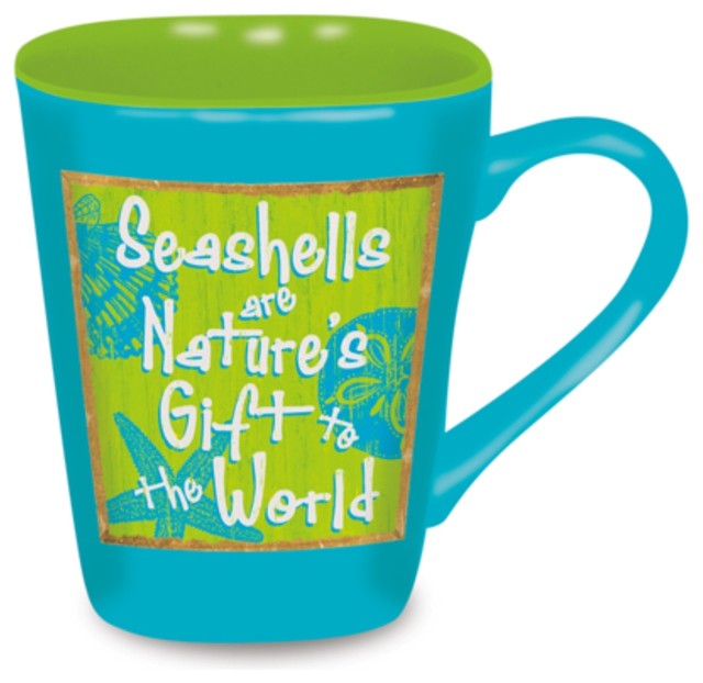 Beach Sign Seashells Are Natures Gift to World 15 Ounce Coffee Latte Love Mug