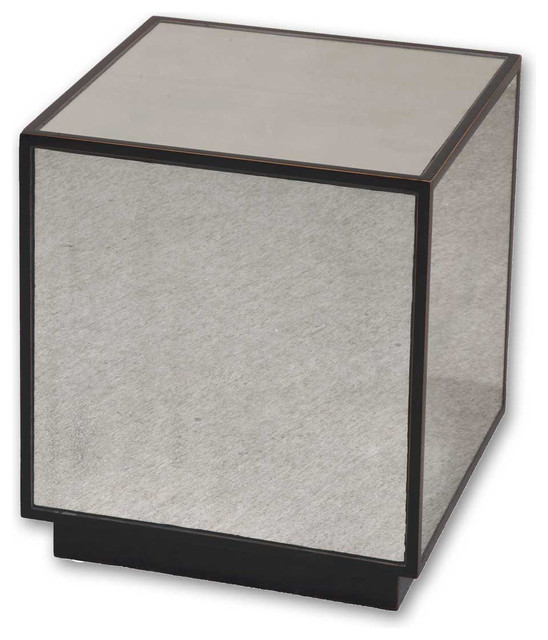 Red Aged Black Cube End Table Faceted Antiqued Mirrors Home Red Aged Black Cube End Table Faceted Antiqued Mirrors Home Decor