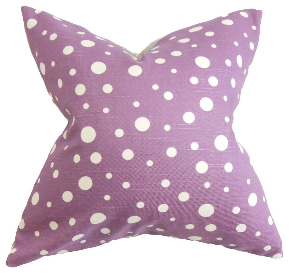 Bebe Polka Dots Pillow Purple White 18"x18"