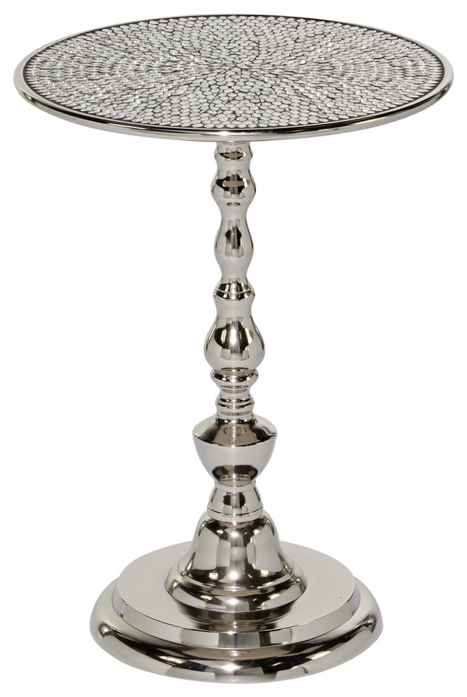 Glam Silver Aluminum Metal Accent Table 67417