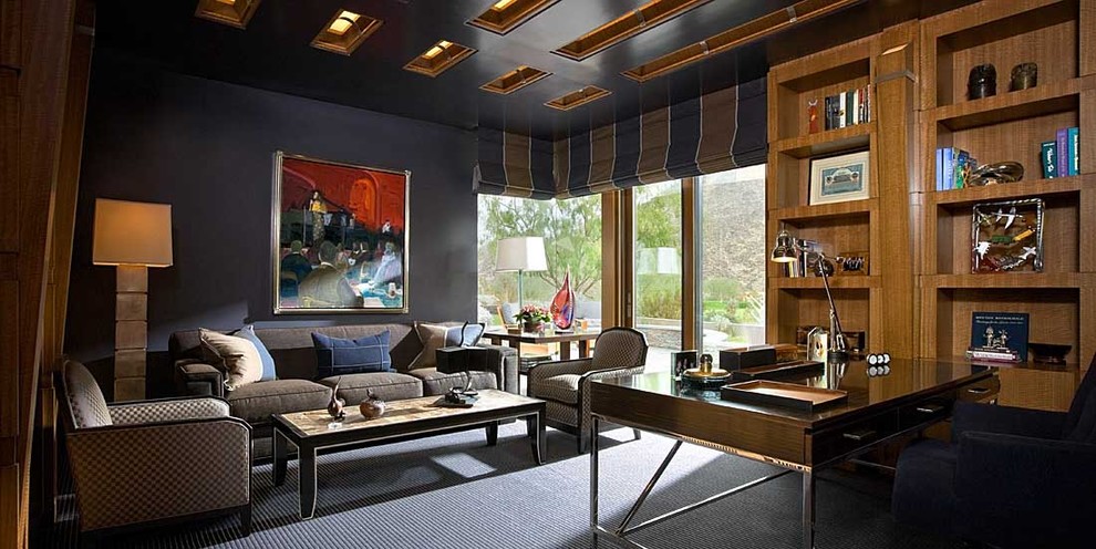 Photo of a contemporary home office in Orange County.
