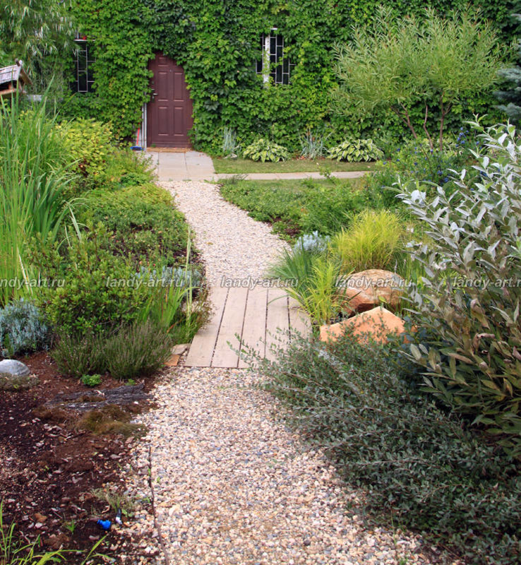 Использование сыпучих материалов в саду.