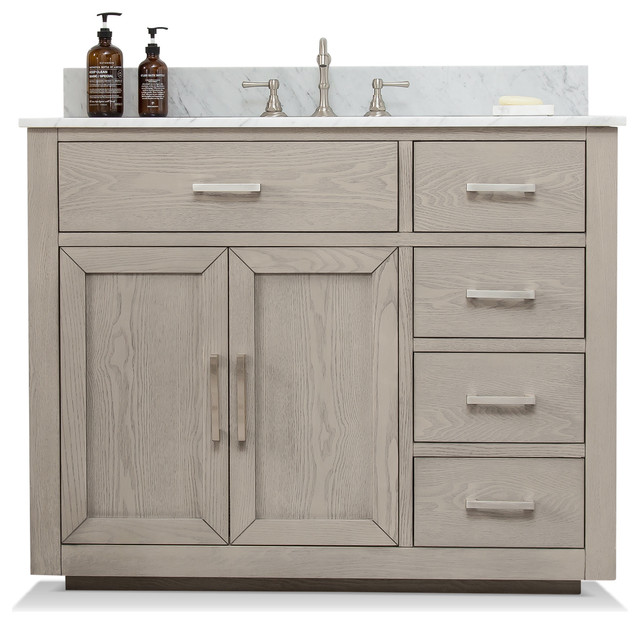 Grace Mid-century Bathroom Vanity w/Sink, Carrara Marble ...