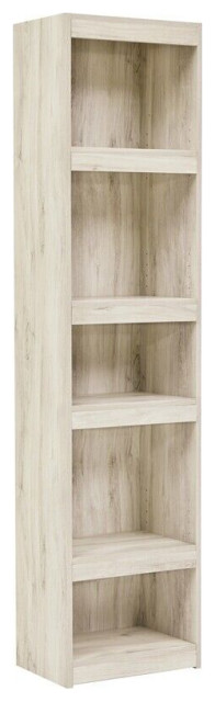 Benzara BM238401 72" 5 Tier Wooden Pier With Adjustable Shelves, Washed White